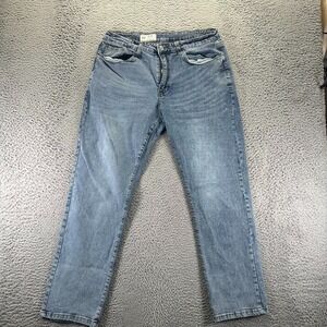 Gap Jeans Mens 36x32 Blue Cotton Denim Straight Travel Workwear Faded Stretch